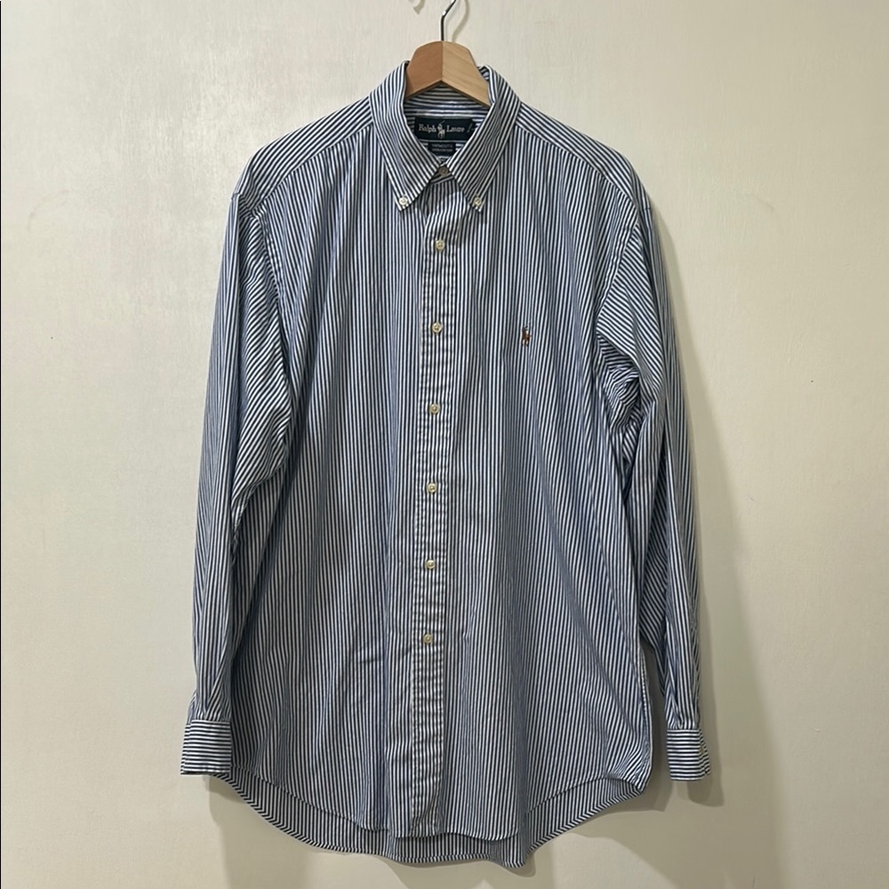 RALP LAUREN MENS CASUAL BUTTON  DOWN SHIRT YARMOUTH BLUE PLAID SZ 16 1/2 35